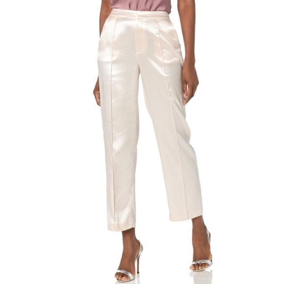 Cinq à Sept 'Karis' Textured-Satin Ankle-Length Pants, Pearl - Picture 1 of 2